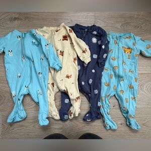 Kids One Piece Pajama Set - Blue, Cream, and Navy